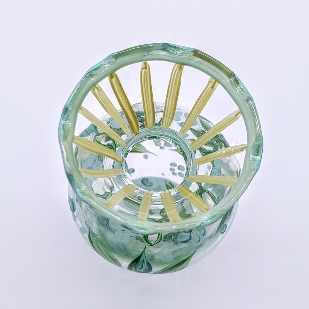 Tracy Porter Madeline Hand-Painted Blue Green Glass Bud Vase - Picture 4 of 5
